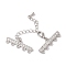 Brass Micro Pave Cubic Zirconia Chain Extender, Necklace Layering Clasps, Long-Lasting Plated, Lead Free & Cadmium Free, Platinum, Ends: 8x25x2mm, Hole: 1mm, Clasp: 10x5x3mm