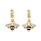 Rack Plating Alloy Crystal Rhinestone European Dangle Charms, Bee Large Hole Pendants with Black Enamel, Golden, 24.5mm, Bee: 15.5x15x2.5mm, Hole: 4.5mm