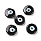 Handmade Evil Eye Lampwork Beads, Flat Round, Black, 17~17.5x4mm, Hole: 1.2mm