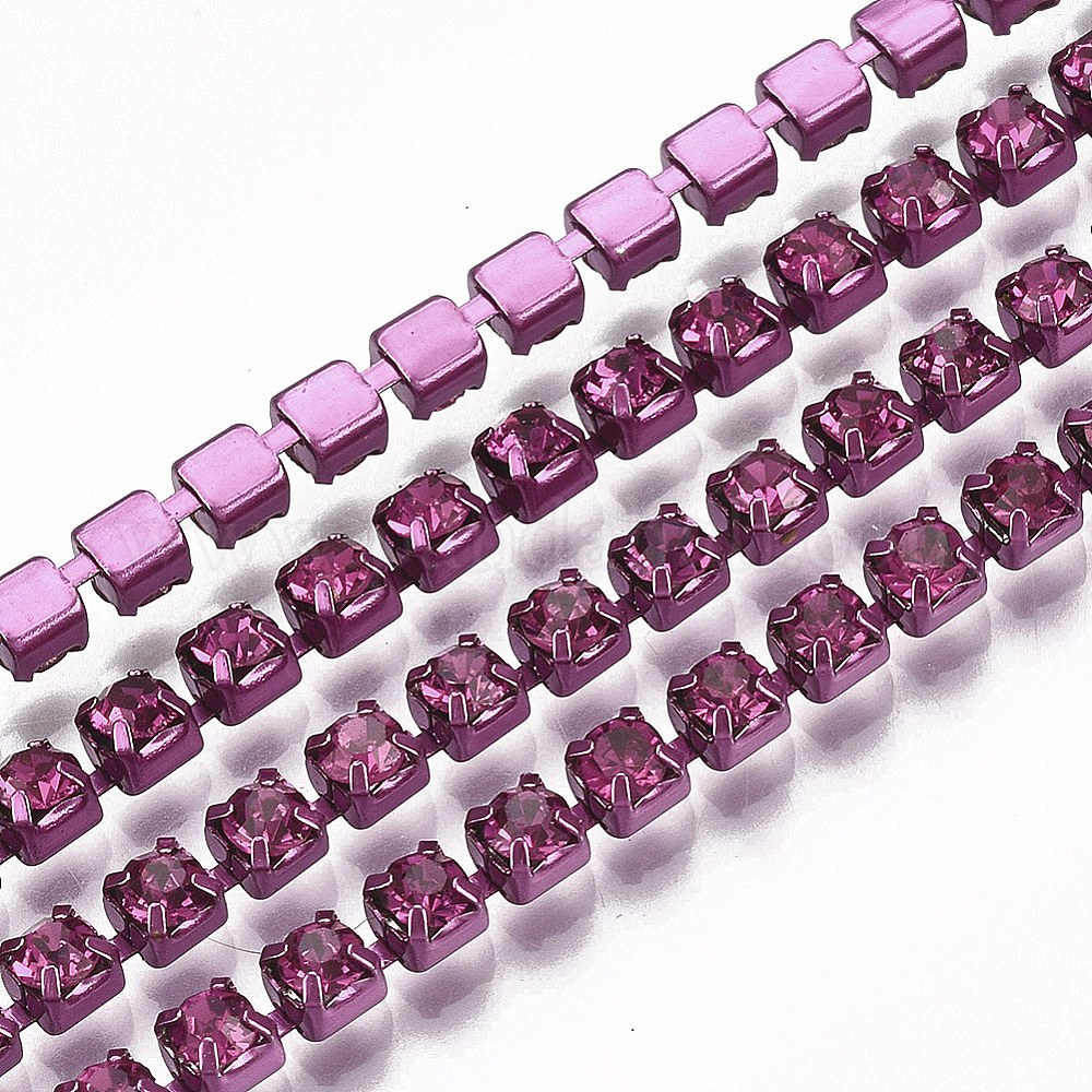 Chaîne Strass Laiton 4 Mm - 9.1 M, Plaqué Argent, Pour Bijoux, Couture, Déco, Scintillante Et Flexible