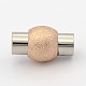 304 Stainless Steel Textured Magnetic Clasps with Glue-in Ends STAS-G008-4B-2