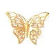 アイアン製フィリグリー透かしコネクター  エッチングされた金属装飾  蝶  ゴールドカラー  34x45.5x1.5mm FIND-B020-11G-1