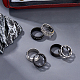 Fibloom 6 個 6 スタイルチタン鋼プレーン & カーブチェーン指輪セット女性用  電気泳動ブラック＆ステンレススチールカラー  内径：17.6~17.9mm  1個/スタイル RJEW-FI0001-01-5