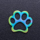 イオンプレーティング（ip）201ステンレス鋼ペット細線細工ジョイナー  犬の足跡  虹色  11x12x1mm STAS-T040-JN224-1