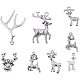 Pandahall elite 40 pz 8 stile argento antico tibetano pendenti in lega di stile renna di natale cervo tema per gioielli TIBE-PH0004-64-RS-1