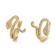 Rack Plating Brass Snake Cuff Earrings with Cubic Zirconia EJEW-D061-61G-1