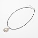 Flat Round Tibetan Style Alloy Acrylic Pearl Pendant Necklaces NJEW-F197-20-1