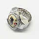 Platinum Тон железа кольцо простирания кварцевые часы RJEW-R119-08G-1