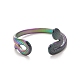 Ionenplattierung (IP) Regenbogenfarbe 304 offener Manschettenring aus Edelstahl in Schlangenform für Damen RJEW-C025-18M-2