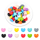CHGCRAFT 48Pcs 12Colors Heart Shaped Silicone Beads for DIY Necklaces Bracelet Keychain Making Handmade Crafts SIL-CA0001-43-1