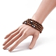 4 pièces 4 styles de bracelets extensibles en bois naturel et turquoise synthétique (teint) et hématite avec perles croisées BJEW-JB08423-3