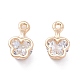 Alloy Clear Cubic Zirconia Charms ZIRC-A022-11G-1