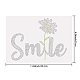 Wort-Lächeln- und Gänseblümchenmuster-Glas-Hotfix-Strass DIY-WH0303-103-2
