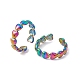 イオンプレーティング（ip）304ステンレススチールハートラップオープンカフリング女性用  虹色  usサイズ6 1/2(16.9mm) RJEW-C045-18M-4