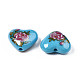 Flower Printed Opaque Acrylic Heart Beads SACR-S305-28-O04-3