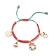 Christmas Wreath & Snowman & Snowflake Alloy Charm Braided Bead Bracelet for Women BJEW-JB08194-1
