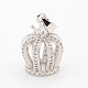 CZ Jewelry Brass Micro Pave Cubic Zirconia Crown Charms Pendants ZIRC-M020-39P-NR-1