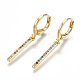 Brass Micro Pave Cubic Zirconia(Random Mixed Color) Dangle Hoop Earrings EJEW-S201-74-1