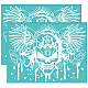 Olycraft 2 pcs 11x8.6 pouces squelette sauvage auto-adhésif sérigraphie pochoir crâne avec aile fleur sérigraphie pochoir gribouillage thème maille pochoirs transfert pour bricolage t-shirt tissu peinture DIY-WH0338-168-1