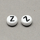 Perles de lettre à trous horizontaux acryliques blanches et noires X-SACR-Q101-01Z-2