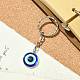 Flat Round with Evil Eye Resin & 304 Stainless Steel Pendant Keychain KEYC-JKC00645-3