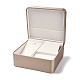 PUレザージュエリーセットボックス  白いスポンジ付き  ネックレスとイヤリング用  ドローベンチスタイル  長方形  淡い茶色  15.1x14.2x7.2cm CON-Z005-02B-5