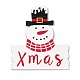 クリスマス スプレー塗装木材の大きなペンダント  クリスマスという言葉を持つ雪だるま  カラフル  89.5x79.5x2mm  穴：3.5mm FIND-H030-19-1