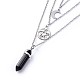 Bullet Synthetic Black Stone Pendant Tiered Necklaces NJEW-JN02457-04-3