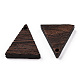 天然ウェンジウッドペンダント  染色されていない  三角形のチャーム  ココナッツブラウン  17x15x3.5mm  穴：1.4mm WOOD-T023-30-3