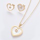 304 Stainless Steel Rhinestone Pendant Necklaces and Stud Earring Jewelry Sets SJEW-L193-07-2