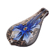 手作りの内側の花の大きなランプワークペンダント  金の砂  葉  ブルー  サイズ：幅さ約26mm  長さ53mm X-LAMP-C1160-3-2