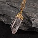 Natural Crystal Bullet Pendant Necklaces NJEW-JN01525-3