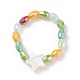 Bague extensible en perles de verre et étoiles en coquillage naturel pour femme RJEW-JR00477-4
