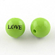 Love Printed Round Opaque Acrylic Beads SACR-R896-12mm-04-1