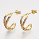 Brass Cubic Zirconia Stud Earrings EJEW-S201-150-1