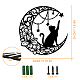 鉄の壁の芸術の装飾  フロントポーチ用  リビングルーム  キッチン  電気泳動黒  ムーン  猫の模様  300x1mm HJEW-WH0067-013-3