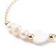 Perle naturelle et coquillage coeur avec bracelet à maillons mauvais œil avec chaînes en laiton pour femme BJEW-JB08329-02-5