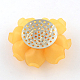 Frosted Style Acrylic Flower Cabochons with Acrylic Rhinestone and Platinum Tone Iron Bottom FIND-R027-10B-2