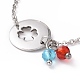 304 Stainless Steel Clover Link Bracelet with Glass Beads Charms for Women STAS-E154-08P-2