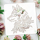 FINGERINSPIRE Wolf Rose Painting Stencil 11.8x11.8inch Reusable Floral Wolf Stencil Plastic Rose Drawing Template Animal Theme Stencil Hollow Out Stencils for Painting on Wood Wall DIY Home Decor DIY-WH0391-0480-3