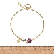 Fußkettchen aus Edelstahl 304 mit natürlicher Rubinperle und Blumenmuster für Damen&nbsp;AJEW-AN00854-4