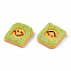 不透明なエポキシ樹脂カボション  模造食品  笑顔のパン  黄緑  21x18x7mm X-CRES-S358-45-4