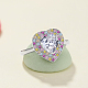 Кольцо из серебра 925 пробы с родиевым покрытием и разноцветными фианитами в форме сердца RJEW-F150-72B-P-3