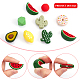 CHGCRAFT 12Pcs 6Styles Silicone Beads Cactus Watermelon Lemon Avocado Donut Summer Theme Silicone Bead for DIY Jewelry Necklace Keychain Bracelet Phone Case SIL-CA0001-32-6