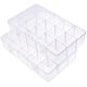 長方形のプラスチックビーズ保存容器  15のコンパートメント  ホワイト  16.5x27.5x5.5cm CON-PH0002-05-1