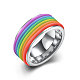 316l arcobaleno in acciaio al titanio anelli a larga banda alla moda RJEW-BB07180-7B-1