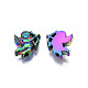 Rack Plating Rainbow Color Alloy Beads PALLOY-S180-330-3