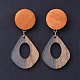 Orecchini pendenti in resina e legno EJEW-JE03028-01-1