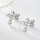 Rhodium Plated 925 Sterling Silver Micro Pave Cubic Zirconia Stud Earrings CN4447-1-3