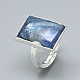 調整可能な天然の藍晶石/シアン石/ジステンの指輪  真鍮パーツ  混合図形  サイズ6  17mm RJEW-L089-10M-2